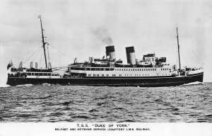 RPPC, UK    Passenger Steamer Ship   TSS DUKE OF YORK  LMS Railway  Postcard