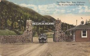 PIKES PEAK AUTO HIGHWAY GATEWAY 1920s VINTAGE POSTCARD