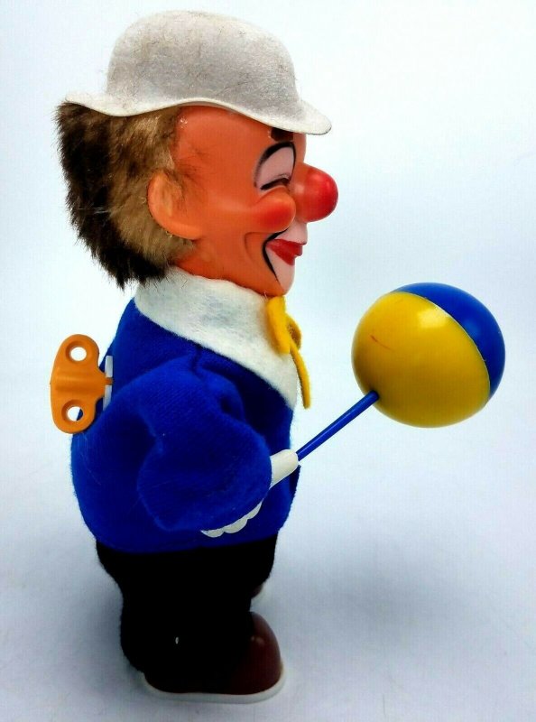 Vintage Carl Originale Vento Up Giocattolo Clown W Scatola