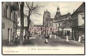 Old Postcard Bank Dreux Church St Peter and Caisse d & # 39Epargne