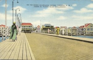 curacao, N.W.I. WILLEMSTAD, Queen Wilhelmina Bridge 1930s Kropp 7702N Postcard 2