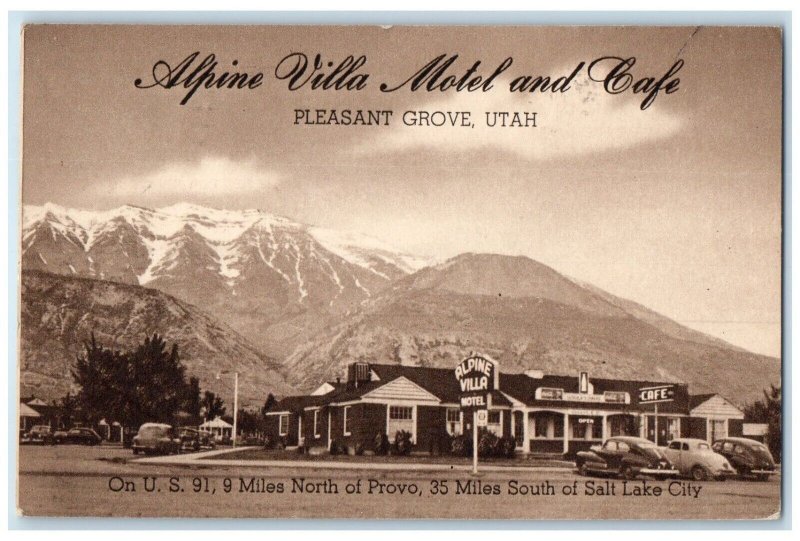 1946 Alpine Villa Motel Cafe North Pleasant Grove Utah Vintage Antique Postcard