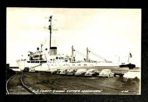 Mint Vintage Michigan US Coast Guard Cutter Mackinaw Cars Real Picture Postcard