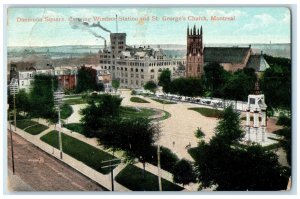 c1910 Dominion Square Windsor Station St Georges Church Montreal Canada Postcard