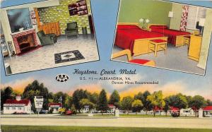 C77/ Alexandria Virginia Va Postcard c40s Roadside Keystone Court Motel 3View