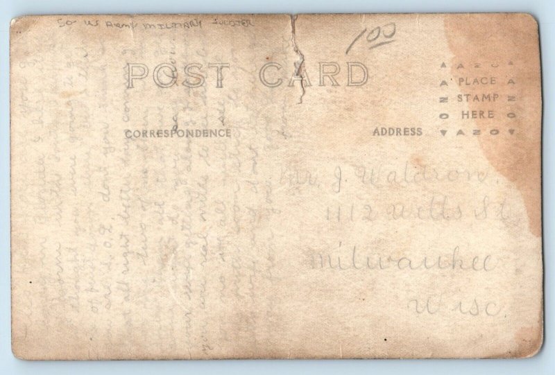 Milwaukee Wisconsin WI Postcard RPPC Photo US Army Military Soldier Studio c1910