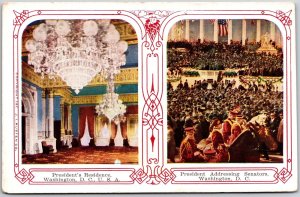 President's Residence Addressing Senators on Right Washington D.C. Postcard
