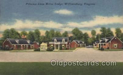 Princess Anne Motor Lodge, Williamsburg, Virginia, USA Motel Hotel 1956 light...