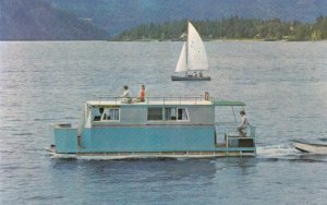 BLIND BAY, B.C., Canada, 1940-1960's; Flote Houseboat, Sail Boat