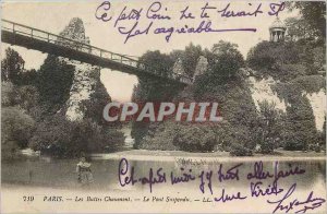 Old Postcard Paris Buttes Chaumont The Suspension Bridge