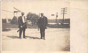 A30/ HUNTING Hunter GUN Rifle Real Photo RPPC Postcard c1910 Men Farm 17 