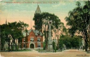 NY, Glen Falls, New York, Insurance Building, Soldiers Monument, Leighton 