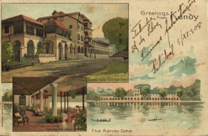 ceylon, KANDY, Queens Hotel, Kandy Lake (1905) Multiview Postcard