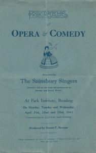 The Sainsbury Singers at Reading Berkshire Antique 1941 WW2 Theatre Programme