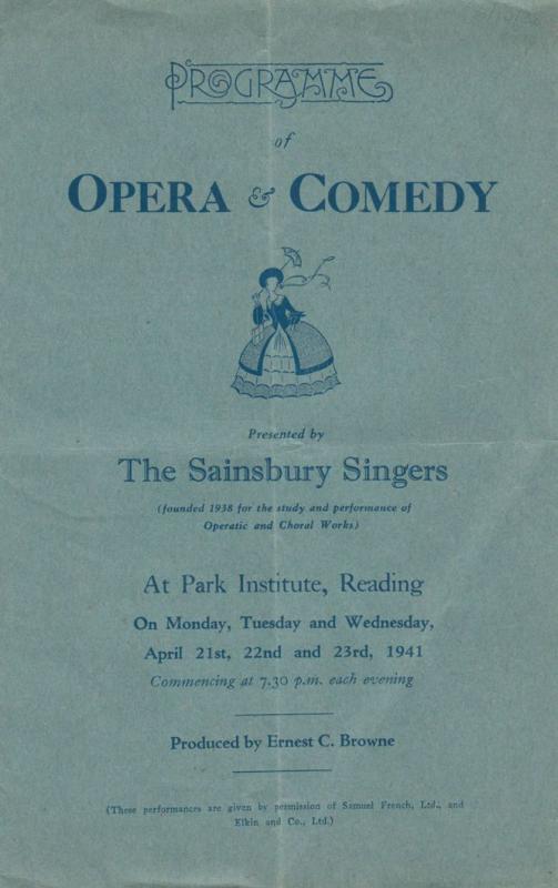 The Sainsbury Singers at Reading Berkshire Antique 1941 WW2 Theatre Programme