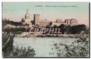 Old Postcard Avignon Palace of the Popes and Rhone Les Remparts