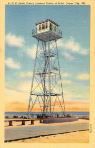 Ocean City Maryland Lookout Tower At Inlet Antique Postcard K94972