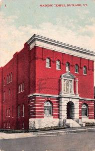 RUTLAND, VT Vermont         MASONIC TEMPLE         1909 Postcard