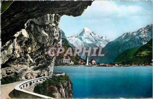 Postcard Modern Axenstrasse am Viewaldstattersee miit