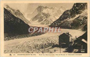 Old Postcard Chamonix Gare du Montenvers sea ice and Grandes Jorasses