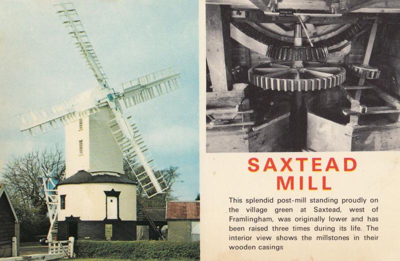 Saxstead Mill Engine Mechanism Suffolk 1970s Postcard