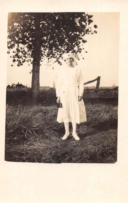 Red Cross Nurse in Uniform Real Photo Vintage Postcard AA44417