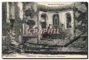 Old Postcard Army War of 1914 Fenneviller 1915 Interior of the church after t...