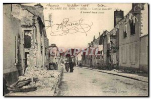 Old Postcard Army War of 1914 Senlis a burned Street