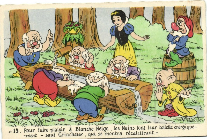 PC DISNEY, SNOW WHITE AND THE SEVEN DWARFS, Vintage Postcard (b35803)