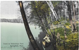 Scene on Watershops Pond Springfield Massachusetts Mailed 1907