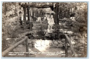 c1940 Fountain Youth Whispering Pines Marle Waupaca Wisconsin WI RPPC Postcard