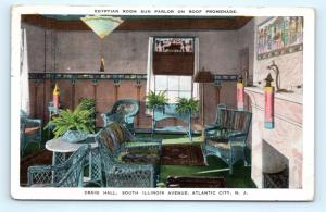 Postcard NJ Atlantic City Craig Hall Egyptian Room Sun Parlor Roof Promenade R70