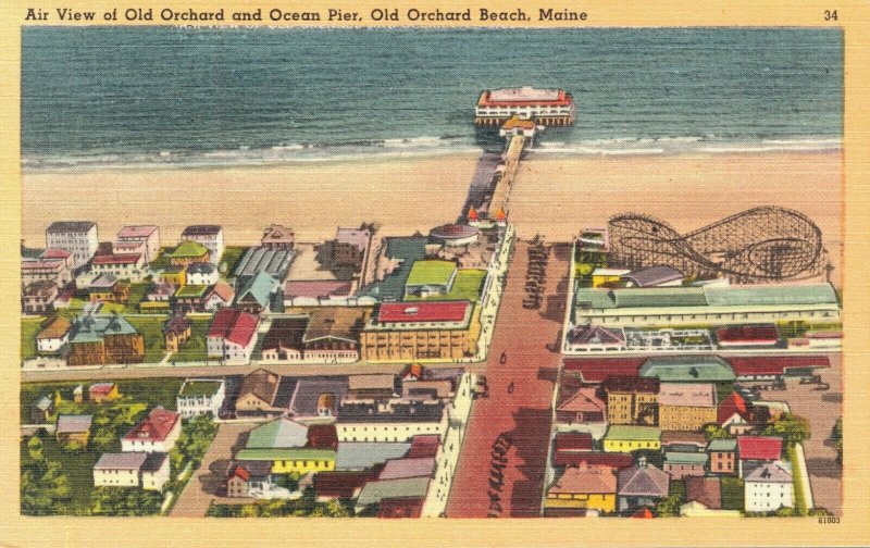 USA Air View of Old Orchard and Ocean Pier Old Orchard Beach Maine - 04.90