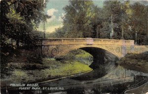 FRANKLIN BRIDGE FOREST PARK ST. LOUIS MISSOURI SKINNER STATION POSTCARD 1916