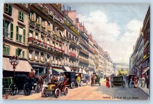 c1910's Paris La Rue De La Paix France Cars Scene Oilette Tuck Antique Postcard