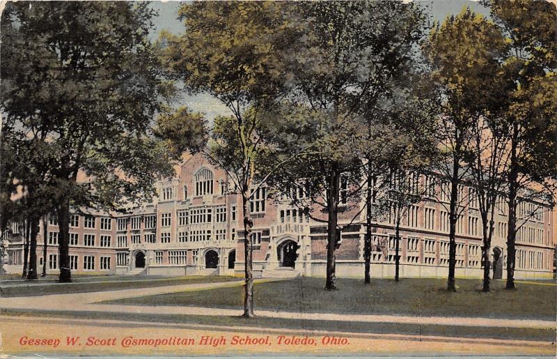 Toledo Ohio~Gessey W Scott Cosmopolitan High School~1913 Postcard