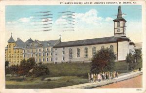 St Marys Pennsylvania Church St Josephs Convent Antique Postcard K85708