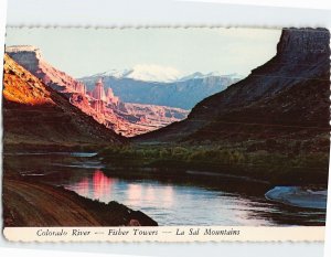 Postcard Colorado River Fisher Towers La Sal Mountains Utah USA