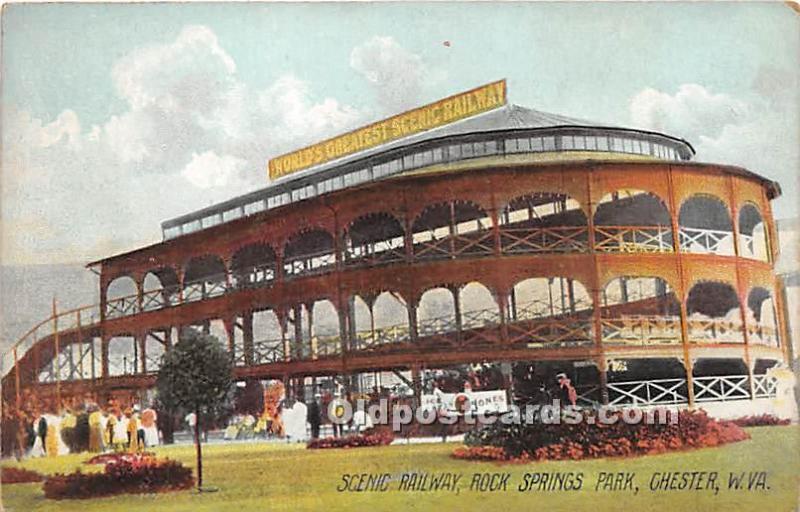 Chester, West Virginia, WV, USA Postcard Scenic Railway, Rock Springs Park Un...