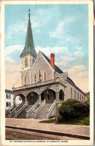 St Peters Catholic Church, Plymouth MA c1916 Vintage Postcard S46