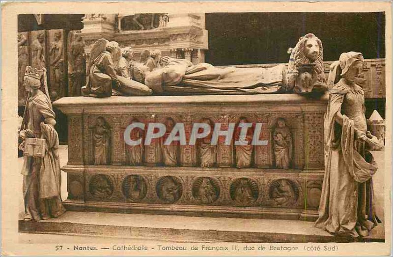 Postcard Old Nantes Cathedral Tomb of Francis II, Duke of Brittany (South Coa...