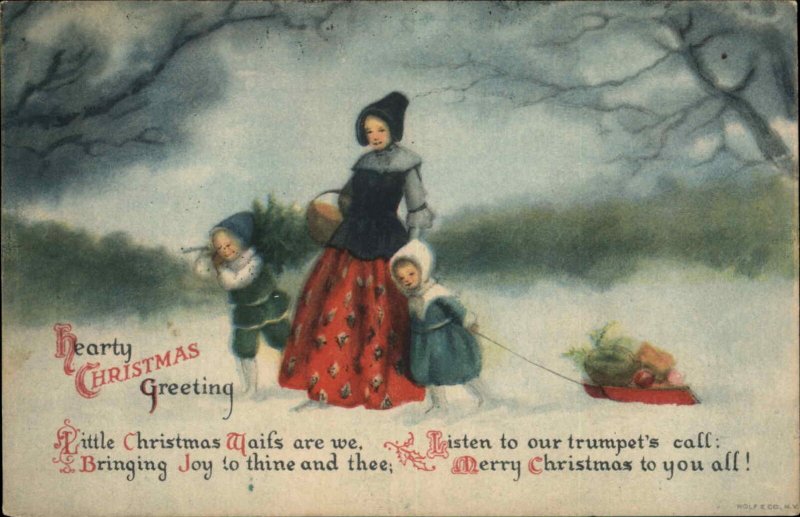 Clapsaddle Mother and Children Gifts Snow Scene 1919 Christmas Seal Postcard