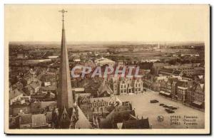 Old Postcard Belgium Ypres Panorama