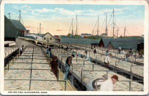 Postcard MA Gloucester - Drying Fish