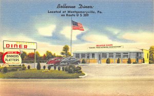 Montgomeryville PA Bellevue Diner on Route U S 309 Linen Postcard