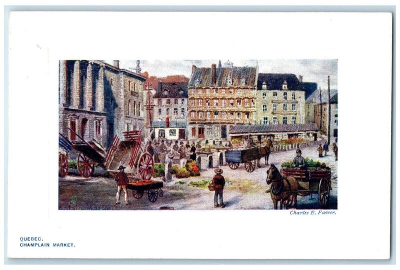 c1910 Quebec Champlain Market Quebec Canada Oilette Tuck Art Postcard