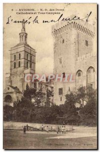 Old Postcard Avignon Cathedral and Tower Campane ND des Doms Children