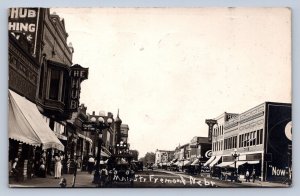 J90/ Fremont Nebraska RPPC Postcard c1910 Main Stret Stores  659