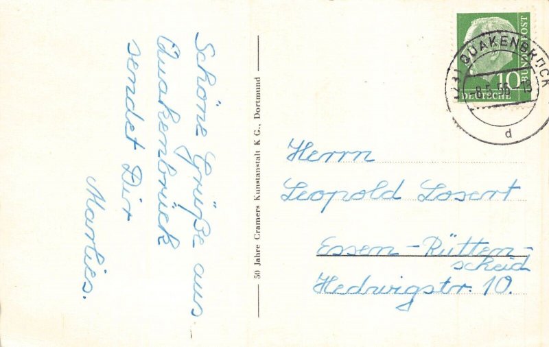 A131 Germany 1956 Quakenbrueck Ehrenhaim lake vintage postcard