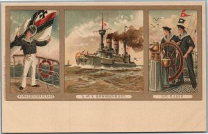 SMS BRANDENBURG GERMAN SHIP ANTIQUE POSTCARD